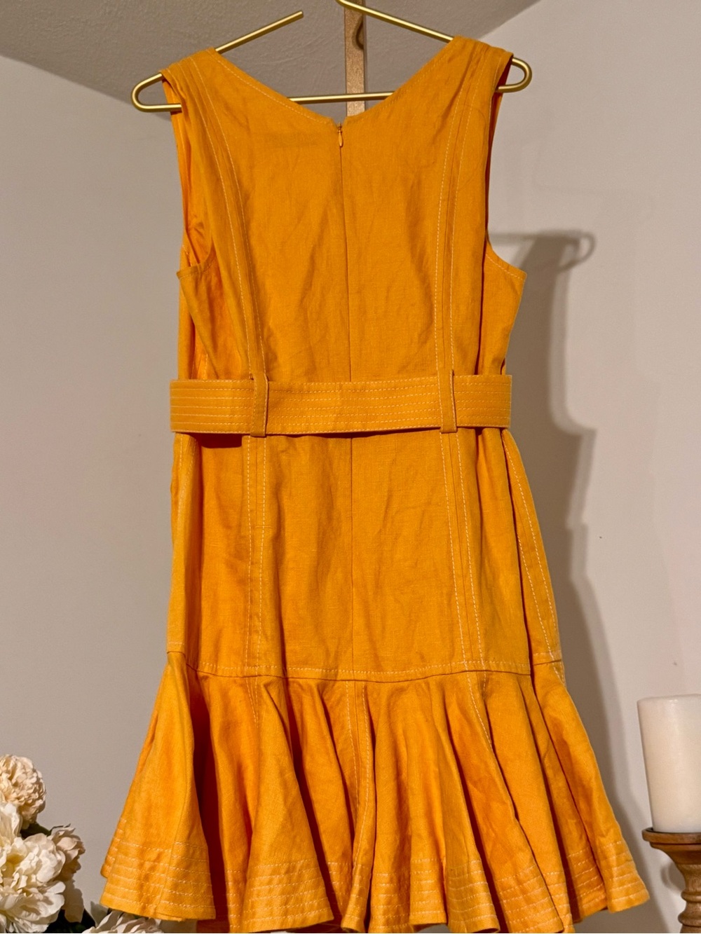 Zimmermann Bright Golden-Orange V-Neck Dress - Picture 7 of 16